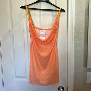 NWT Poster Girl Dress Tangerine Orange Logo Sequin Hummingbird Spaghetti Strap
